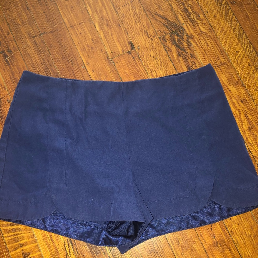 Navy blue suede shorts
